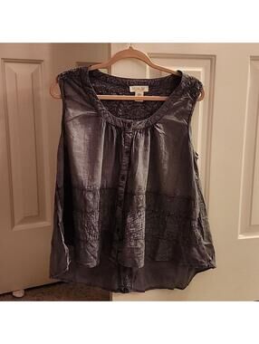 Rachel Zoe cotton lace & eyelet swing tank top SZ M purple flowy boho hippie